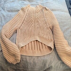 Free People Beige Knit Cowl Sweater